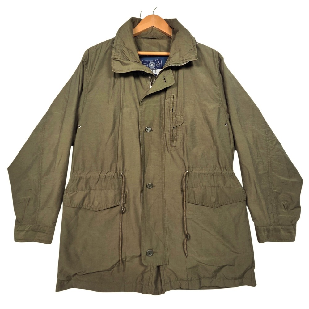Vintage Gap Field Jacket Mens S Green Cotton Nylon Utility Hidden Hood 90s y2k